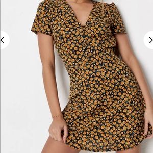 Missguided Yellow Floral Tea Dress